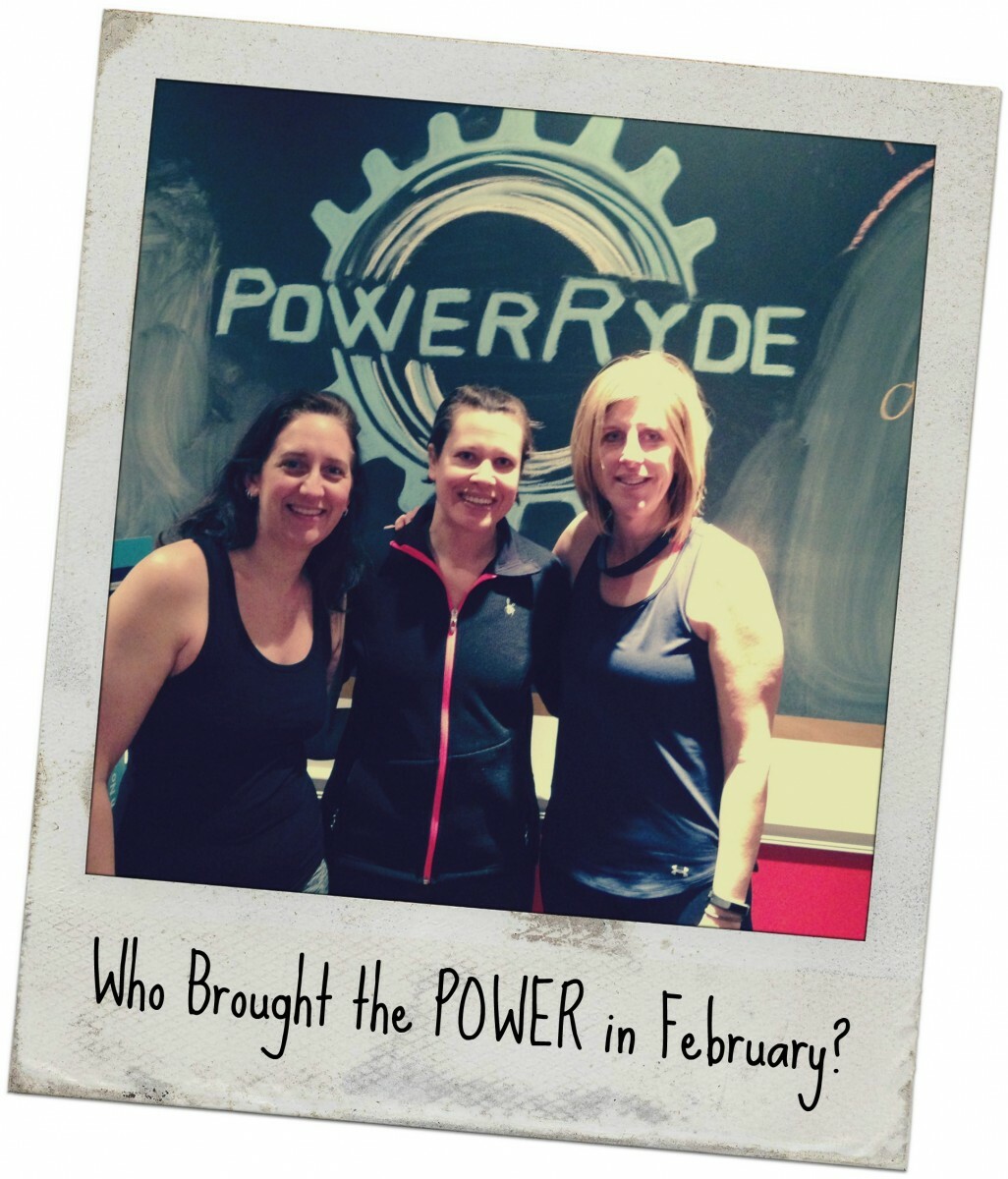 Polaroid style picture of Brandi Aliaga, Heather Murnan, and Belinda Sherman with 'Who Brought the POWER in 'February'?